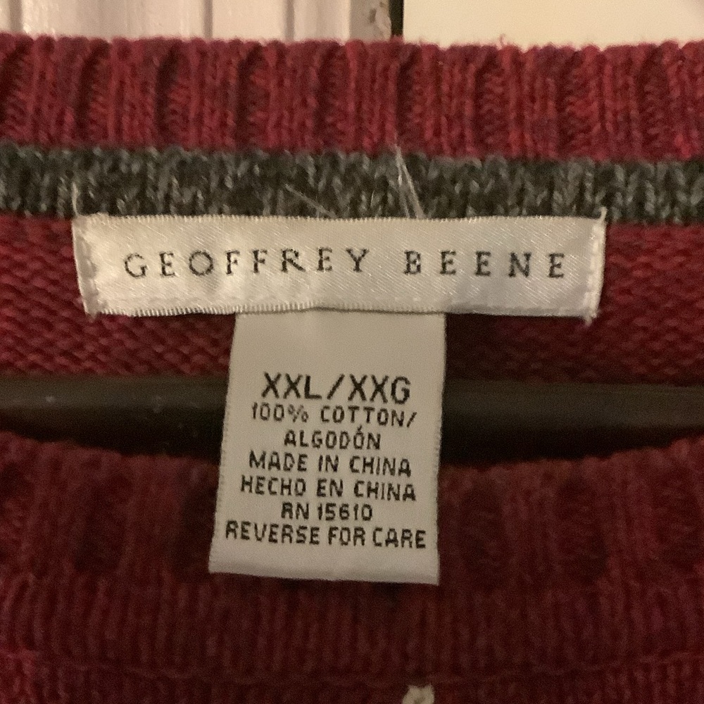 Geoffrey Beene Red and Cream Argyle golf Sweater, XXL - Picture 2 of 9
